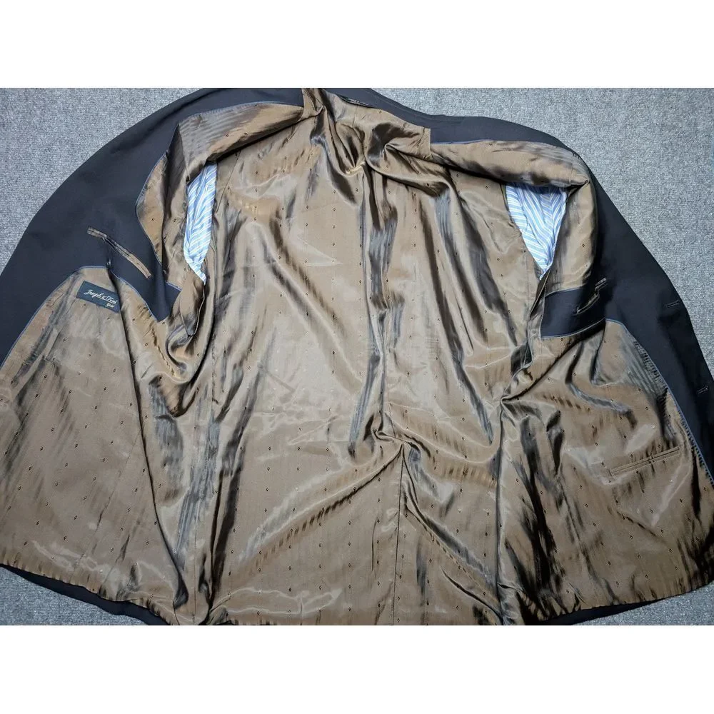 Joseph & Feiss Gold Mens 48R Regular 100% Wool Black Blazer Jacket Sport Coat‎